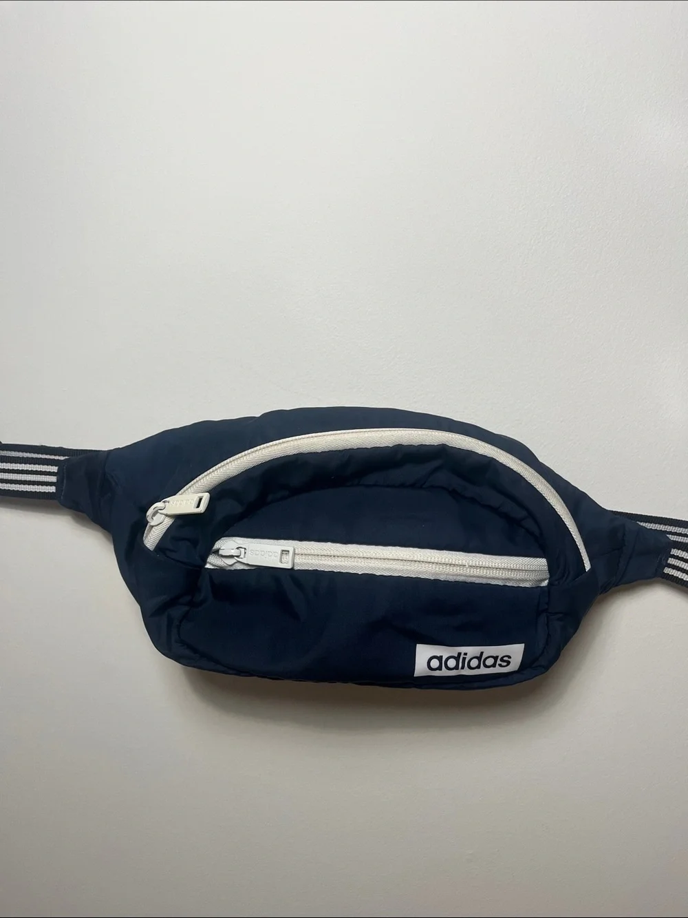 Adidas Navy Blue Fanny Pack Belt Bag with White Accents